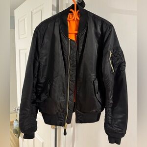 Alpha Industries Black Bomber Jacket with Orange Lining